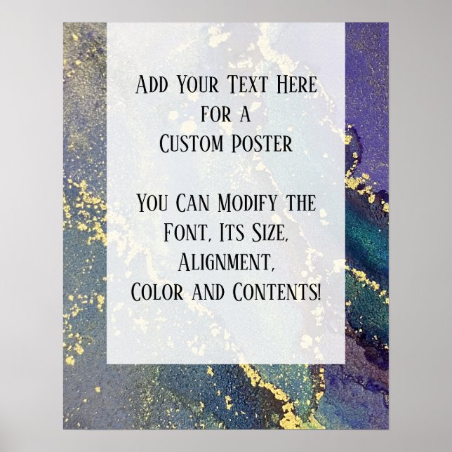 Add Your Custom Text Organic Abstract Alcohol Ink Poster (Front)