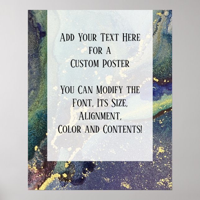Add Your Custom Text Organic Abstract Alcohol Ink Poster (Front)