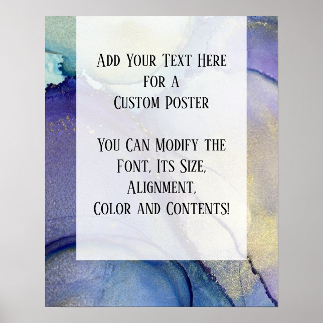 Add Your Custom Text Organic Abstract Alcohol Ink Poster (Front)