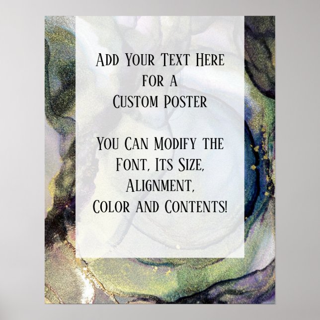 Add Your Custom Text Organic Abstract Alcohol Ink Poster (Front)