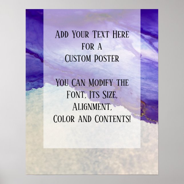 Add Your Custom Text Purple Abstract Alcohol Ink Poster (Front)