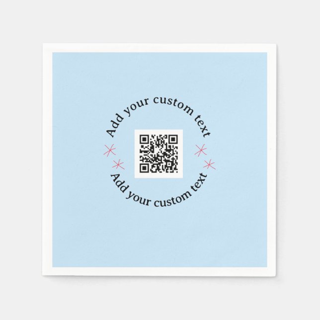 Add your custom text scan QR code business  Napkin (Front)