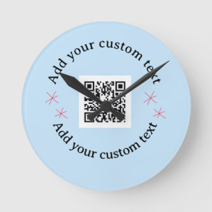 Add your custom text scan QR code business Round Clock