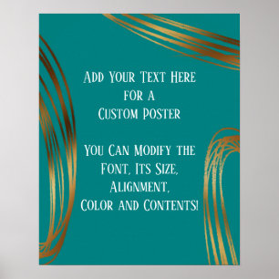 Add Your Custom Text Scribbled Gold Ovals Teal Poster