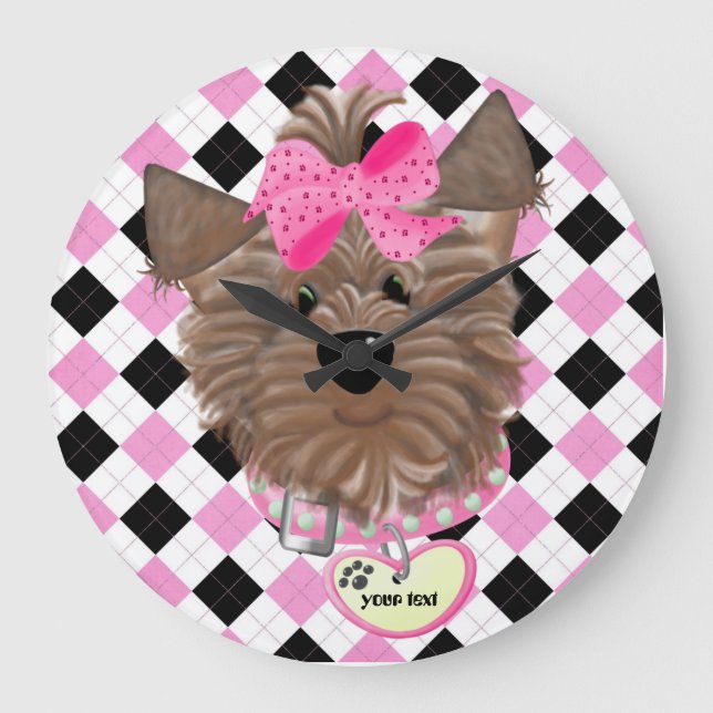 Add Your Dogs Name - Round (Large) Clock (Front)