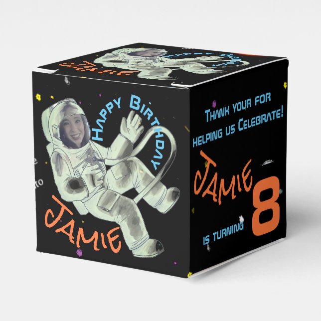 Add Your Face Photo Astronaut Party Favour Box (Front Side)