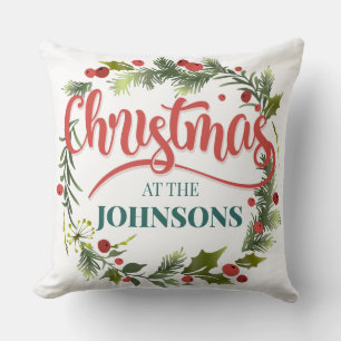 Add Your Family Name Christmas Elegant Cushion