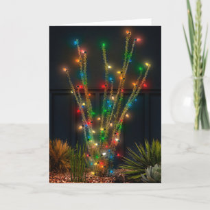 Add your family photo inside, Glowing Ocotillo, Holiday Card