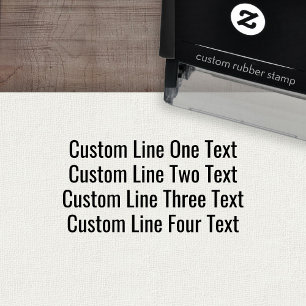 Add your favourite Text - Four Lines Sans Serif Self-inking Stamp