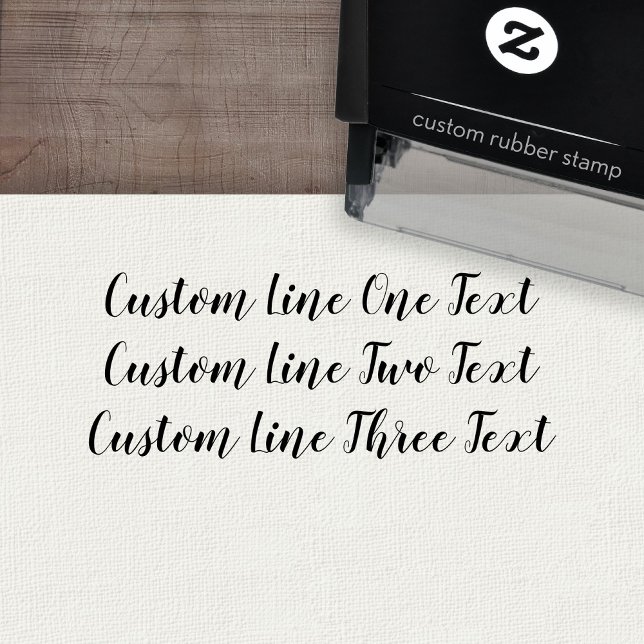 Add your favourite Text - Three Lines Script Self-inking Stamp (Custom Self-inking Rubber Stamp)