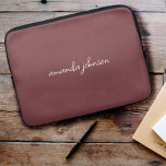 Add Your Full Name Minimal Monogram Dark Rose Laptop Sleeve<br><div class="desc">A simple and elegant full name monogram design.</div>