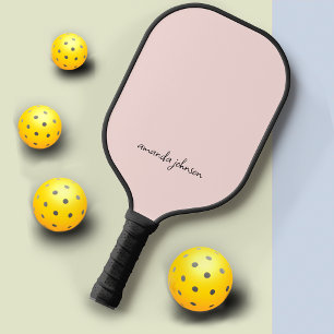 Add Your Full Name Minimal Monogram Light Pink Pickleball Paddle
