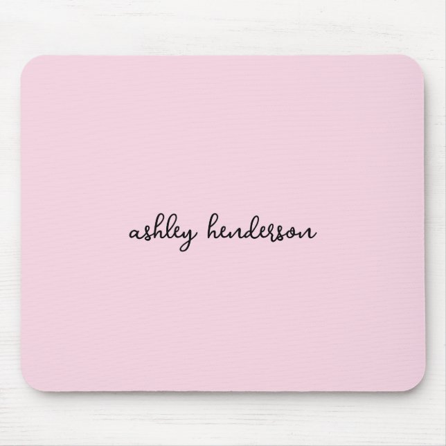 Add Your Full Name Minimal Monogram on Blush Pink Mouse Pad (Front)