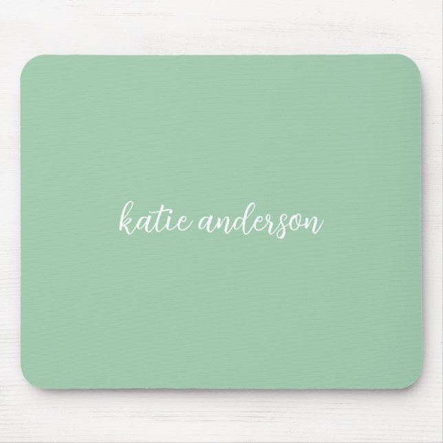 Add Your Full Name Minimal Monogram on Light Green Mouse Pad (Front)