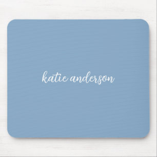 Add Your Full Name Minimal Monogram on Muted Blue Mouse Pad
