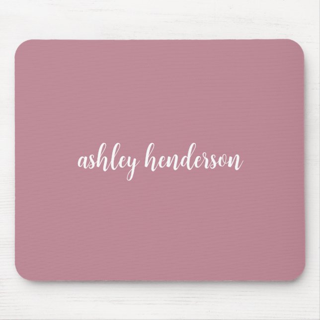 Add Your Full Name Minimal Monogram on Rose Pink Mouse Pad (Front)