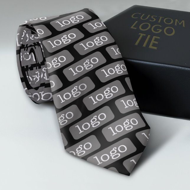 Add Your Horizontal Logo Business Minimalist Tie (Custom Logo Neck Ties)