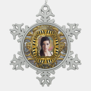 Add Your Image Baroque Snowflake Snowflake Pewter Christmas Ornament