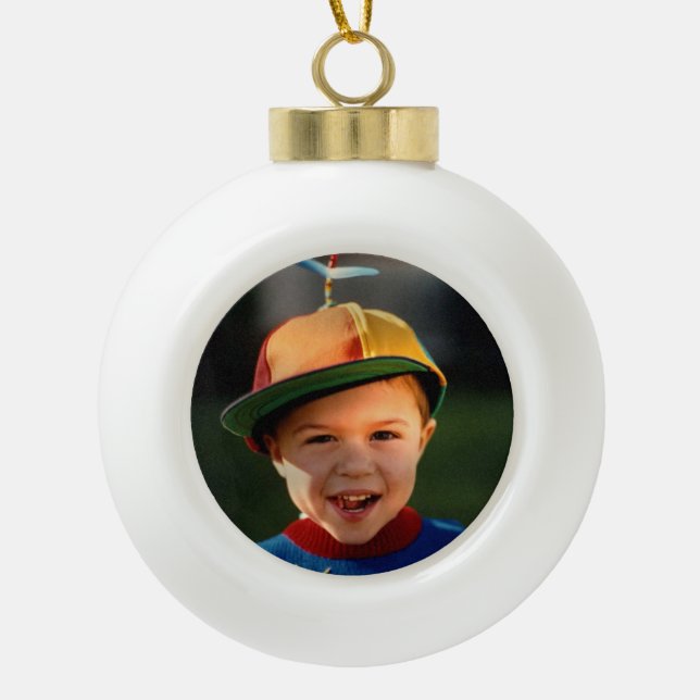 Add Your Image Ceramic Ball Christmas Ornament (Front)