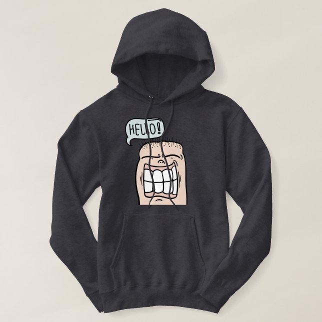 Add your image Funny face Hello Smiling cartoon Hoodie (Design Front)