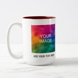 Add Your Image Photo Business Logo Text Template Two-Tone Coffee Mug