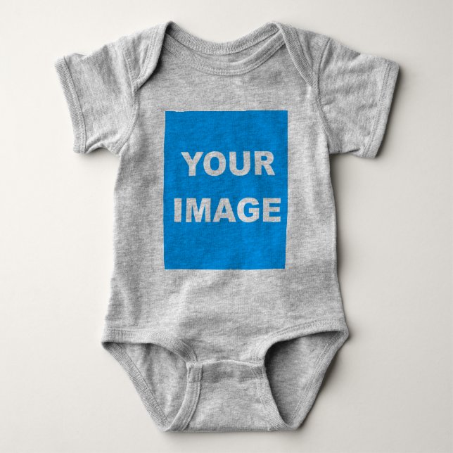 Add Your Image Photo Picture Logo Heather Grey Baby Bodysuit (Front)