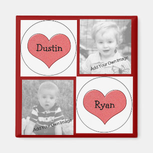 Add Your Info, Red Hearts Photo Magnet