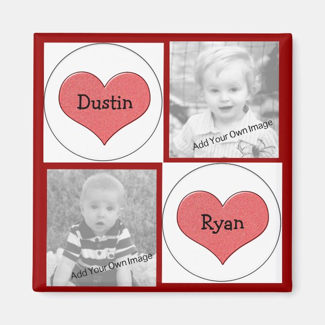 Add Your Info, Red Hearts Photo Magnet (Front)