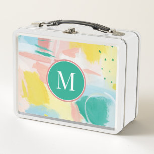 Add Your Initial   Fresh Face Abstract Metal Lunch Box