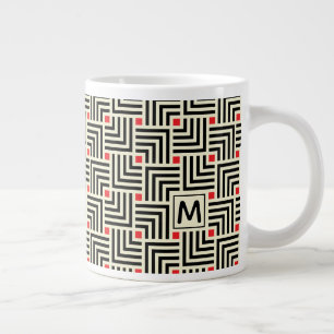 Add Your Initial   Geometric Lines Pattern Large Coffee Mug