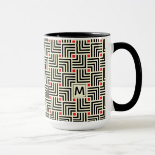 Add Your Initial Geometric Lines Pattern Mug