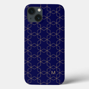 Add Your Initial Gold Geometric Pattern iPhone 13 Case