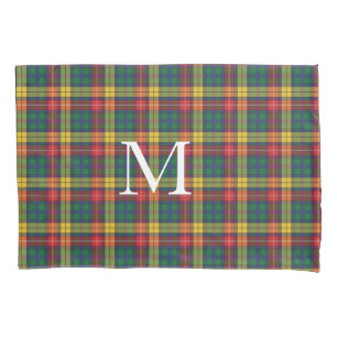 Add Your Initial Monogram Clan Buchanan Plaid Pillowcase