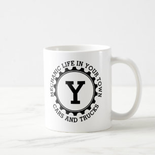 Add Your Initial Name or Own Text Mechanic X Y Z Coffee Mug