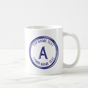 Add Your Initial Name or Text Hand Drawn A B C D Coffee Mug