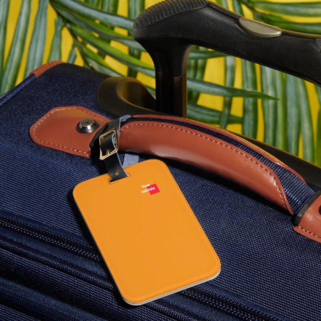 Add Your Initial Orange   Luggage Tag (Front Insitu 1)