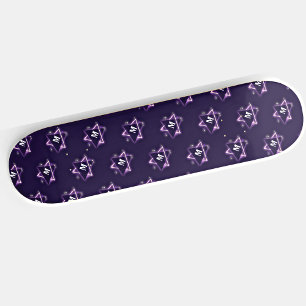 Add Your Initial Purple Space Triangles Customise Skateboard