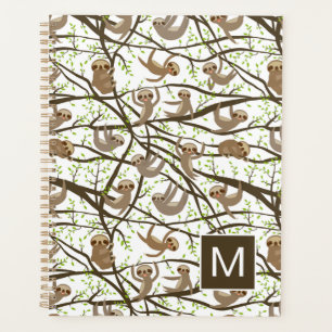 Add Your Initial Smiling Sloth Pattern Planner