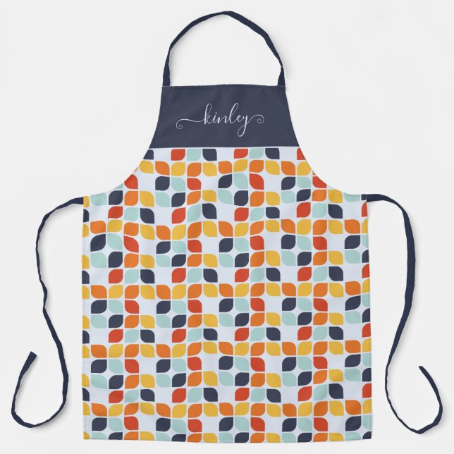 Add Your Initial | Vintage Geometric Pattern Apron (Front)