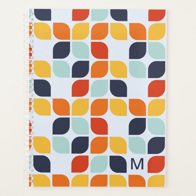 Add Your Initial | Vintage Geometric Pattern Planner (Front)