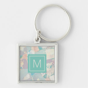 Add Your Initial White Rock Pastel Key Ring