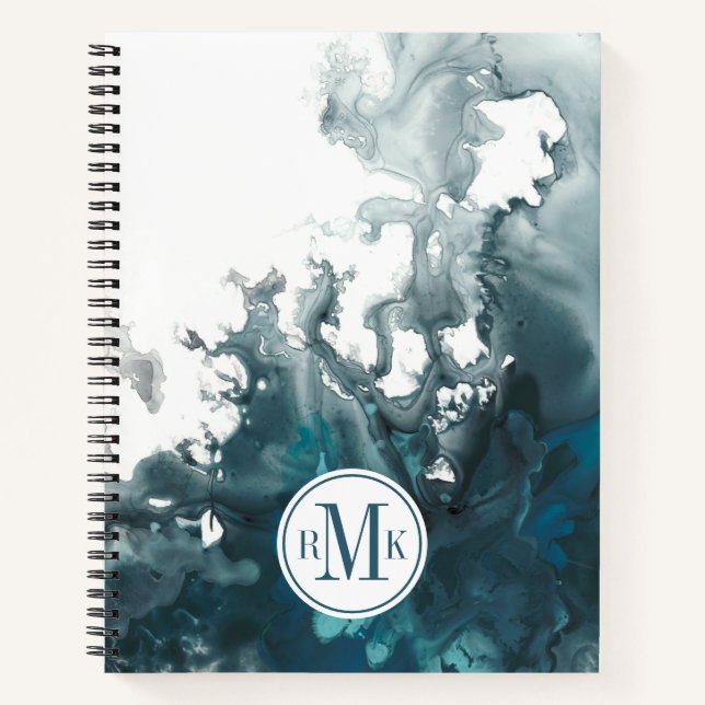 Add Your Initials | Indigo Tempest Notebook (Front)