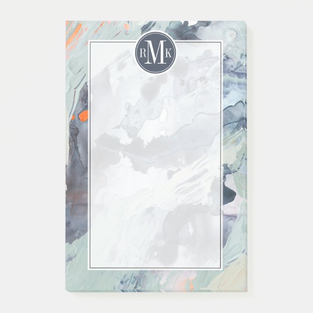 Add Your Initials | Polyphonic Sea - Blue Post-it Notes (Front)