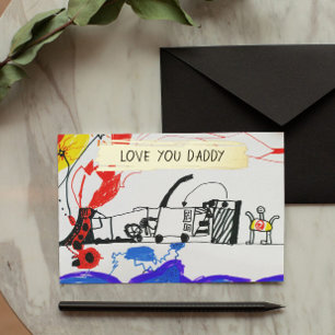 Add Your Kid's Drawing & Photo Custom Father's Day Foil Holiday Card