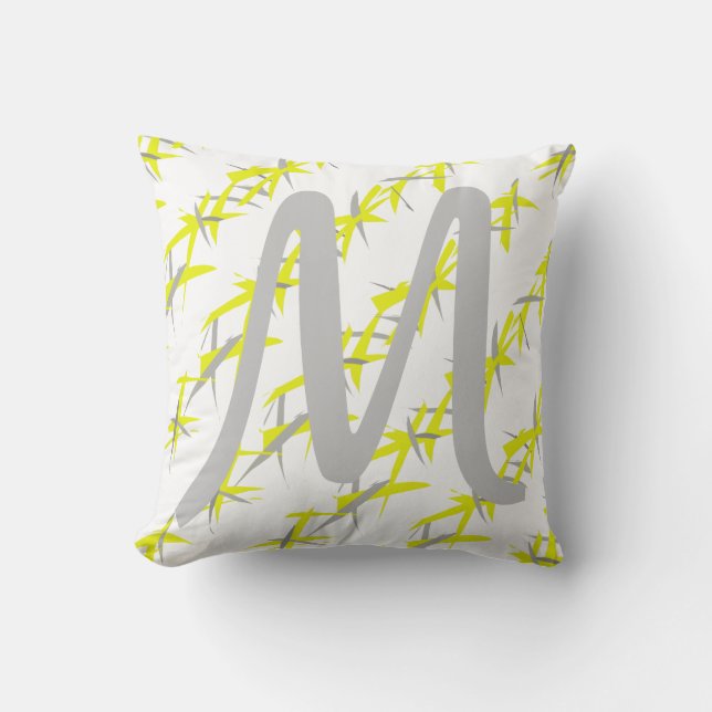 Add Your Letter M Abstract Throw Pillow Cushion (Front)