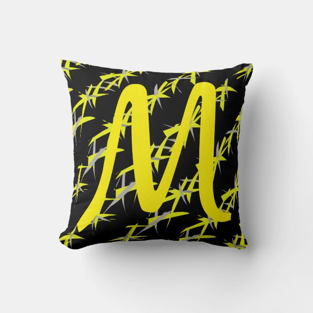 Add Your Letter M Abstract Throw Pillow Cushion (Front)