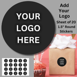 Add Your light colour transparent Logo, on a Black Classic Round Sticker