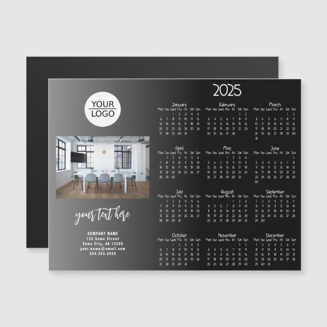 Add your Logo 2025 Calendar Company Photo  (Front/Back)