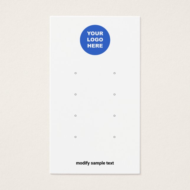 Add Your Logo 8 Stud Earring Hole Display Card (Front)