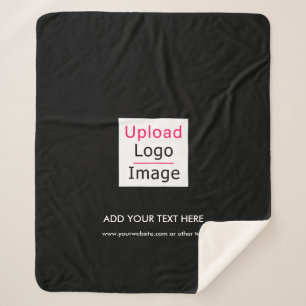 Add Your Logo and Custom Text Modern Business Chic Sherpa Blanket